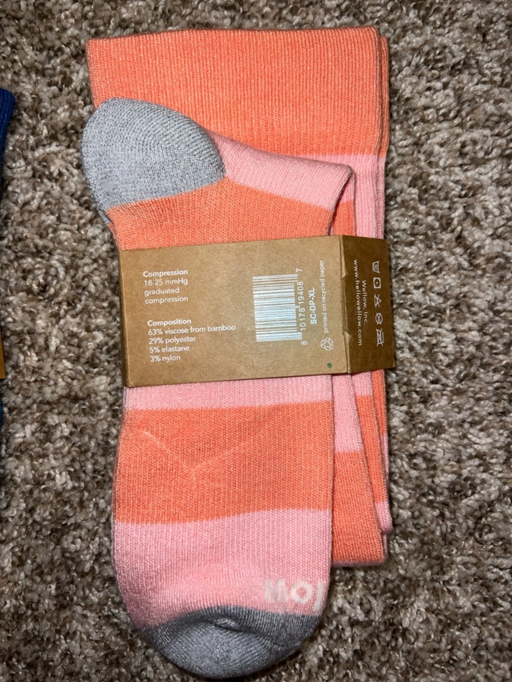 NWT! Wellow Premium Compression Socks {Blue w/Pink Dots & Pink Stripes!}Sz XL/WC - Picture 5 of 9